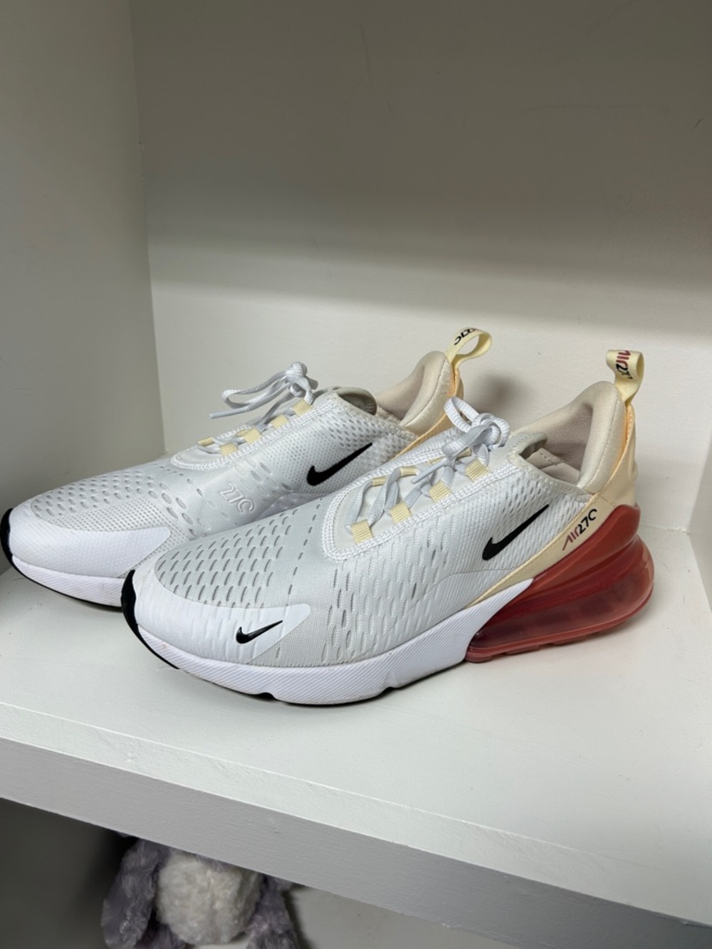 Nike Air Air Max 270 White with Black Swoosh and Red Heel